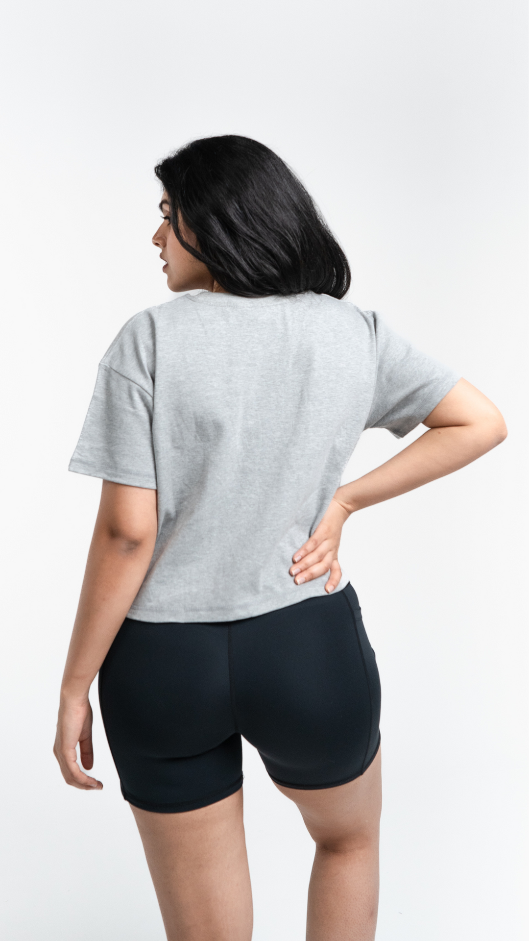 Luxe Crop Tee | Grey Marle