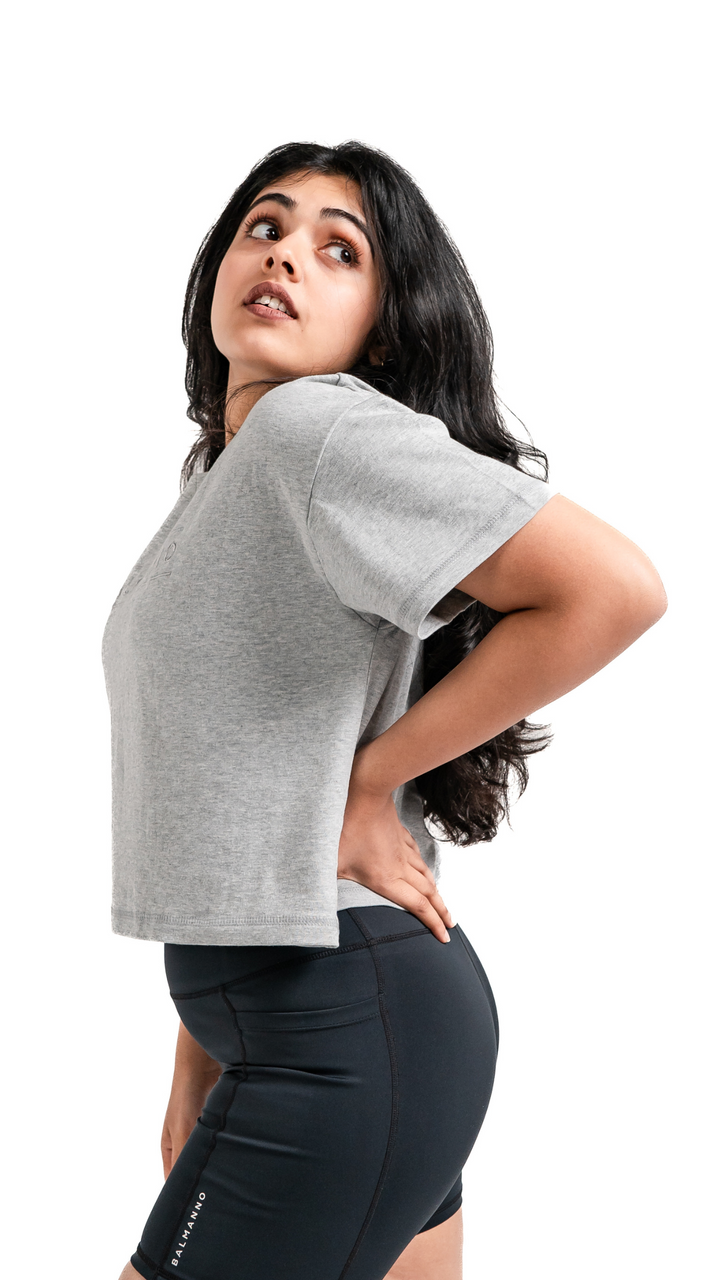 Luxe Crop Tee | Grey Marle