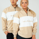 Oversized Unisex Bold 1/4 Zip Crew | Beige & White